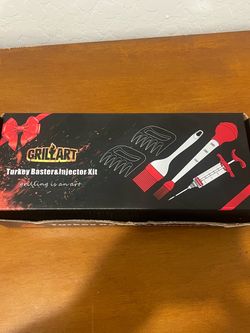 NEW Grill & Turkey Baster Kit with Meat Shredder Claws & Injector