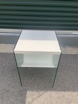 Glass Side Table with White Shelf