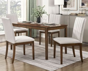 Midsized walnut dining set