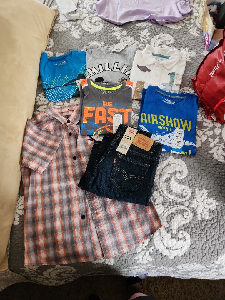 All New. Be Ready For School. 5 Shirts. 1 Dress shirt And Levis Blue Jeans. Size 7. Nice Cloths. Price Firm. Good Deal