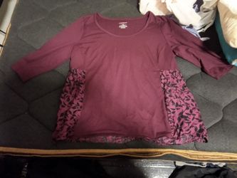 Lane Bryant Long Sleeve Top with Floral Panels