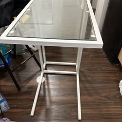 VITTSJÖ Laptop stand, white/glass, 13 3/4x25 5/8 "