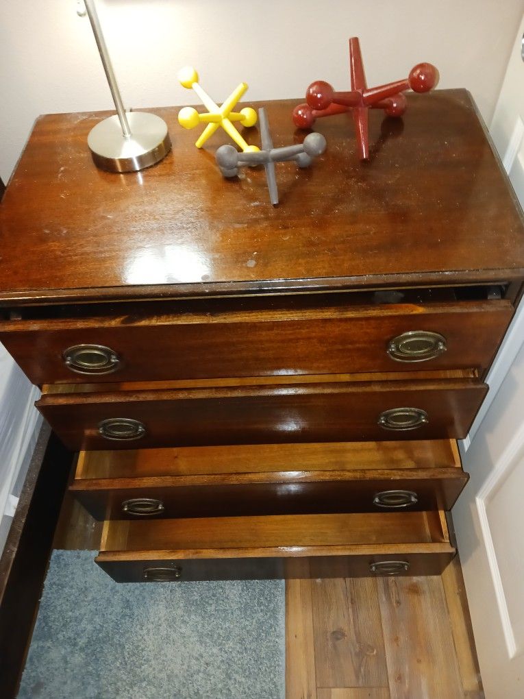COMBO UNIT 4 DRAWER With Built In Secretary All Oak Mid Century