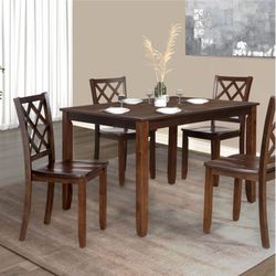 5 Pcs Dining Table Available In White And Brown 