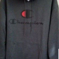 CHAMPION LIFE POWERBLEND PULLOVER MEN'S HOODIE SWEATER SIZE LARGE DARK CHARCOAL GRAY CHAMPION FRONT BLACK LOGO BRAND NEW WITH TAGS CHECK OUT MY OFFERS