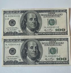 100 dollar bill (OBO) (Consecutive Pair)