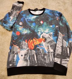 Large Unisex Sweatshirt Flaming Cat