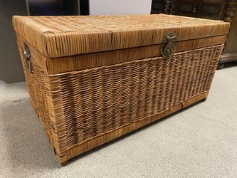 Vintage Wood & Wicker Storage Chest