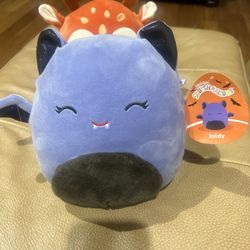 Squishmallows 8” JOLDY Bat Eyes Closed 2023 Purple & Black Fuzzy Soft Plush