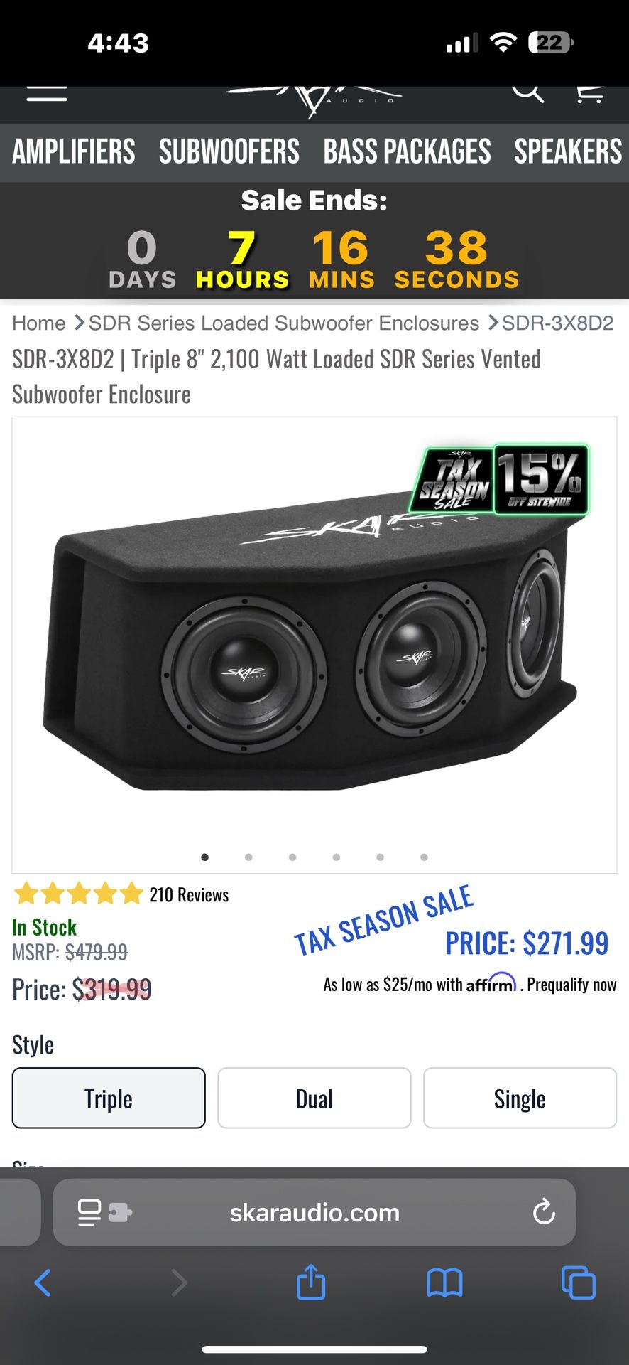 Skar Triple 8’s And 1500 Watt Amp.