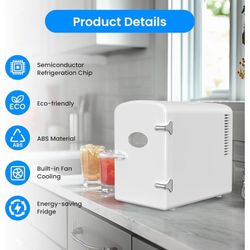 Mini Fridge, InfiniPower  with Observation Window, 6 Liter/9 Can Portable Warmer and Cooler Personal Refrigerator, Indoor-Outdoor, NEW