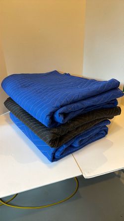 Moving Blankets Blue and Black Set of 3