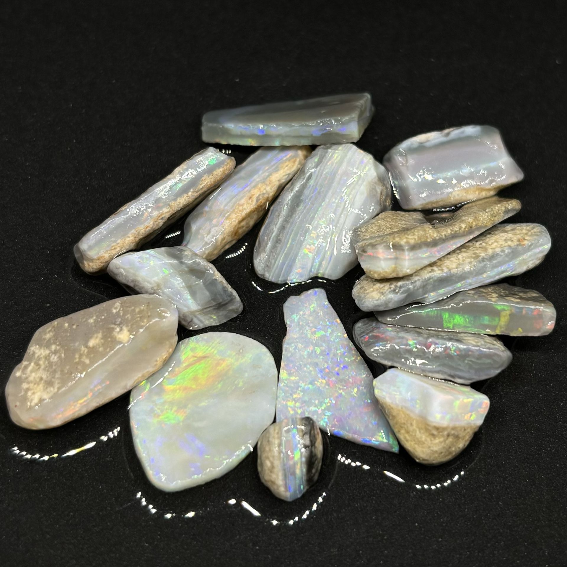 Superb Australian Mintabie Top Rough Opal Picks With Stunning Colored Patterns