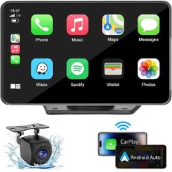 7" HD Portable Carplay Wireless Touch Screen Double Din Car Stereo Compatible