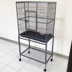(NEW) $135 Large 63” Bird Cage for Mid-Sized Parrots Cockatiels Conures Parakeets Lovebirds Budgie, 32x19x63”