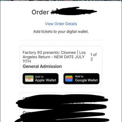 CLOONE FRI TICKET