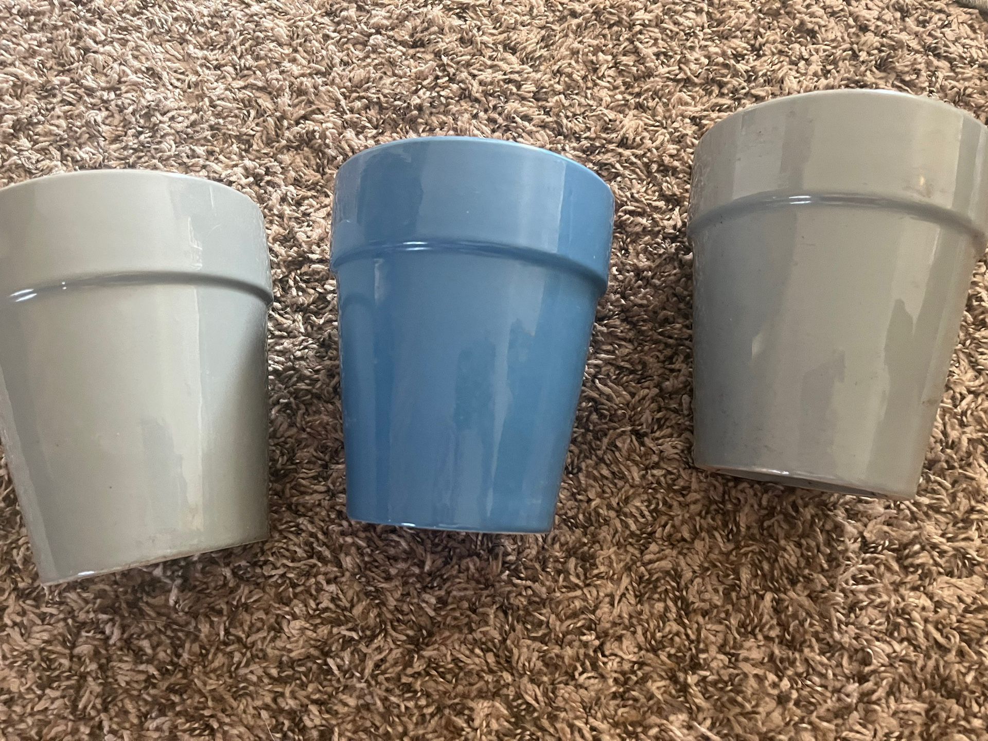 3 Plant Pot Set - Ceramic - Heavy Glaze