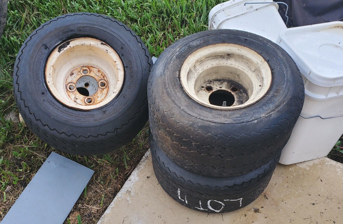 (4) White 8 inch Golf Cart Rims and Tires