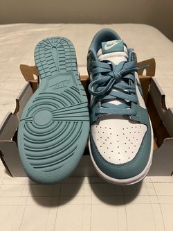 Size 8M, 9.5W Nike Dunk Low Denim Turqouise