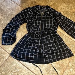 Black And White Checkered Tunic Blouse