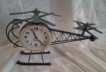 Vintage Iron Helicopter Clock