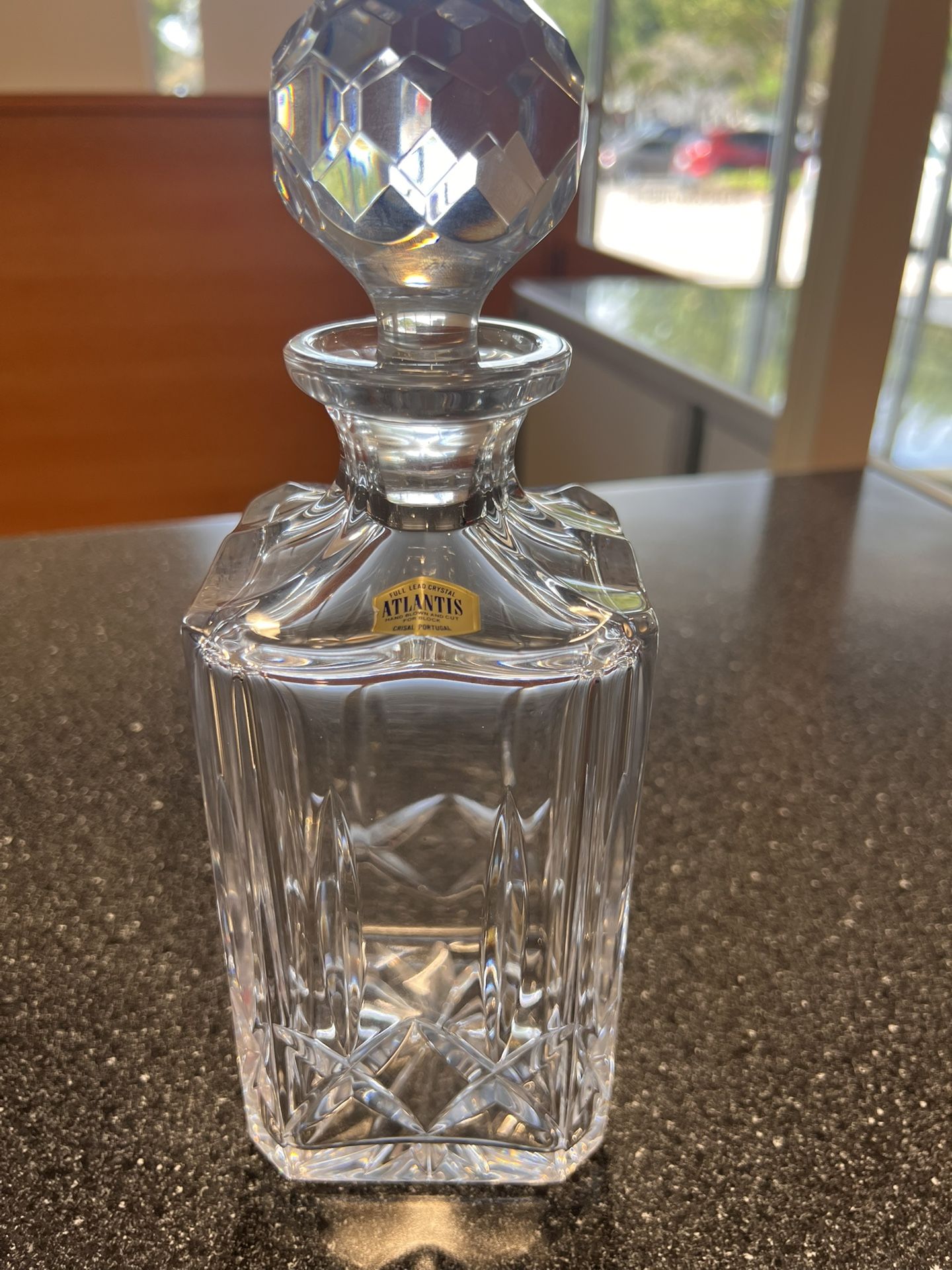 Atlantis crystal whiskey decanter with a stopper