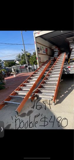 Excellent condition 16 feet different sizes double side heavy duty fiberglass Ladders