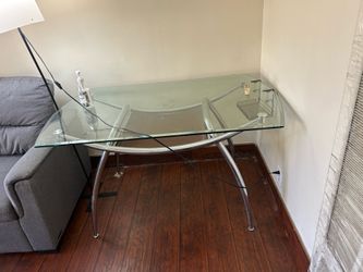 Glass Computer Desk with Metal Frame
