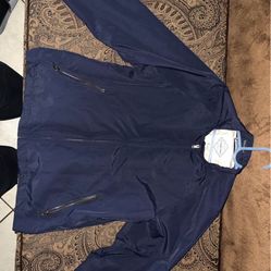 St. John's Bay Long Sleeve Water Repellent Rain Jacket Black L Nylon Men's