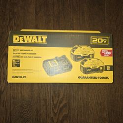 DEWALT DCB208-2C 20v max 8ah 2-pack Batteries and 6amp Rapid Charger 
