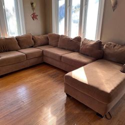 Plush U Shaped Light Brown Couch (NO DEPOSIT) Delivery 🚚 Available 