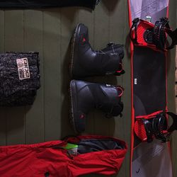 Complete Snowboard Setup — Board/Bindings/Boots/2-Jackets/Pants (Ready to Ride)