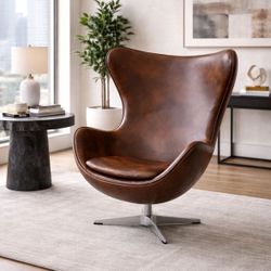 Statement egg-style swivel lounge chair