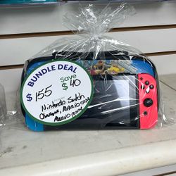 Nintendo Switch Bundle With Charger Mario Case And Mario Game