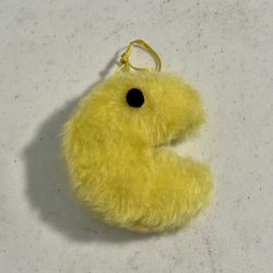 Pac Man Plush 1980s Fuzzy Ornament Vintage 3" Rare