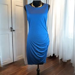 BTFBM Dress Navy Blue Bodycon Side Rushed Size Medium NWT  Tank Top Round Neck
