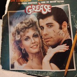 Grease original Vinyl LP Olivia Newton & John Travolta signed 