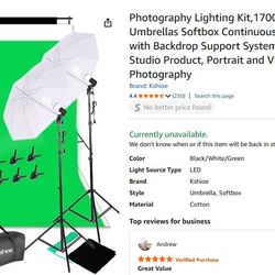 Photo Lighting Kit, 2M x 3M/6.6ft x 9.8ft Background Support System and 900W 6400K