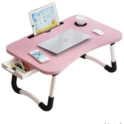 Lap Desk with Storage Drawer, Holders for Cup and Tablet, Tray Table with Foldable Legs, Laptop Bed