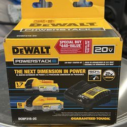 DEWALT Powerstack 20-Volt Lithium-Ion 5.0 Ah and 1.7 Ah Batteries and Charger🚨$140.00 Firm