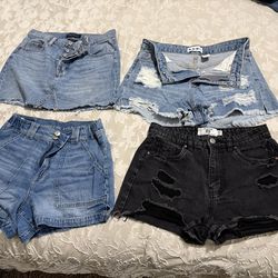 Jean shorts and skirt