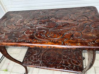 Carved wooden table