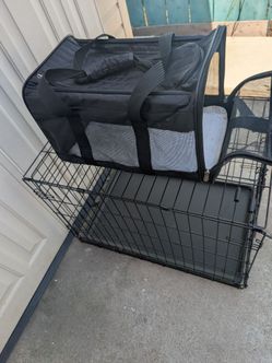 Medium size dog house brand new never been used and pet carrier in very good condition