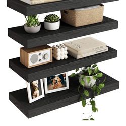 4 Black Floating Shelves New Still In Box