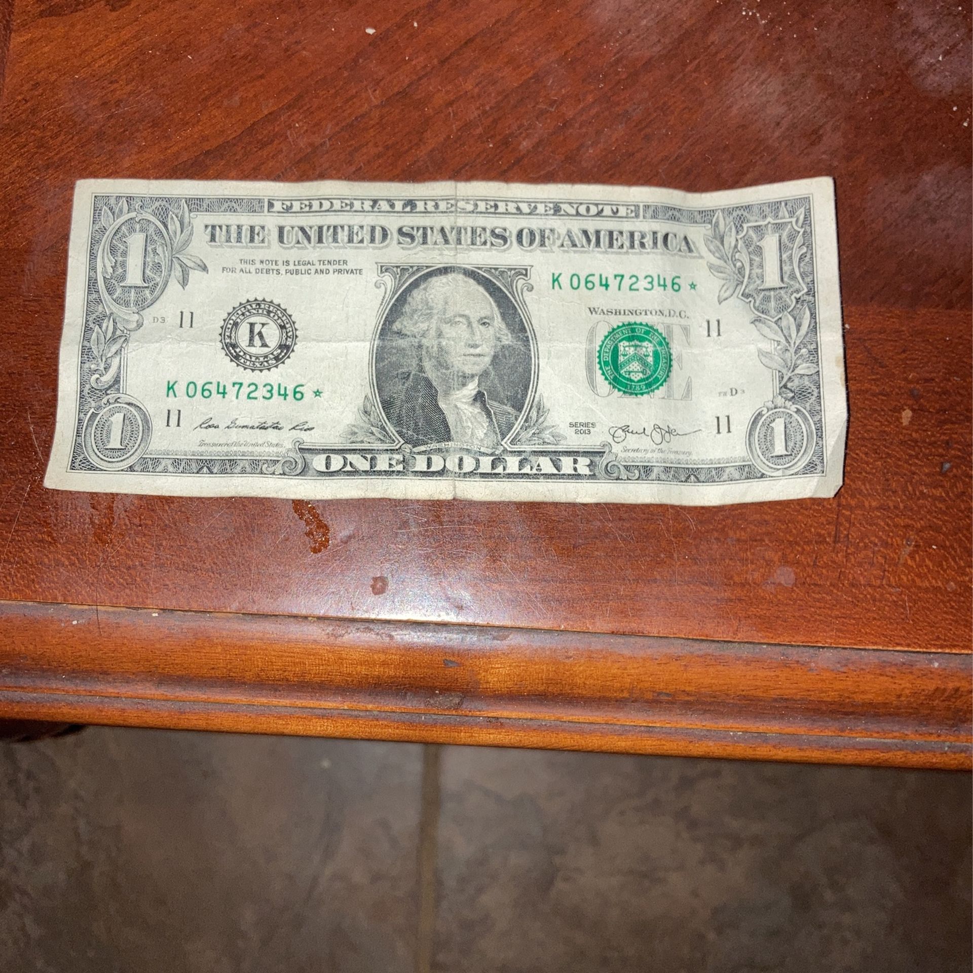 2013 K Series $1 Star Note