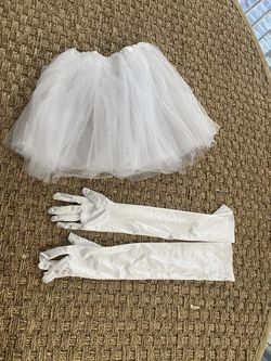 White Tutu Petticoat + Gloves 