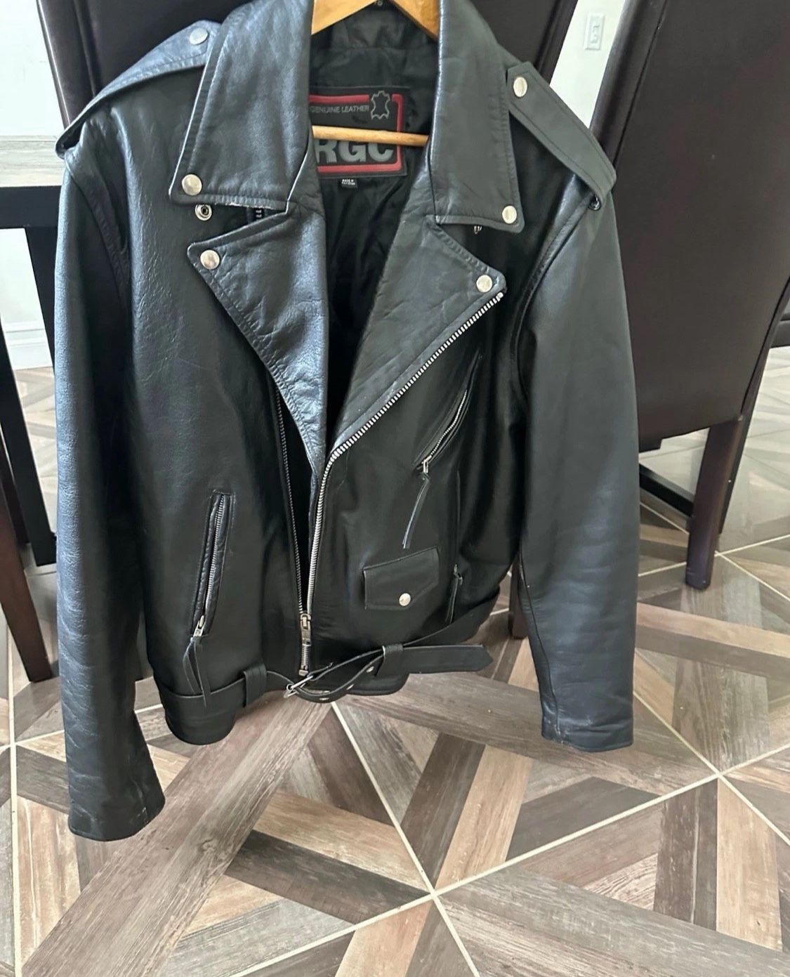 Men's Genuine Biker Leather RGC Jacket size 46 .