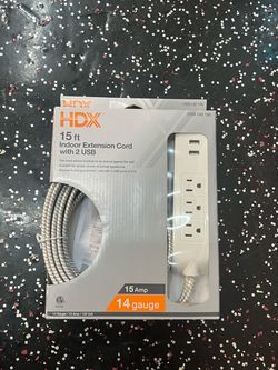HDX 15 ft Indoor Extension Cord with 2 USB