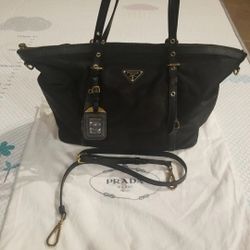  PRADA Tessuto Saffiano Nylon Tote Black Bag