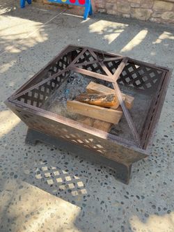 Square Steel Outdoor Fire Pit with Mesh Screen